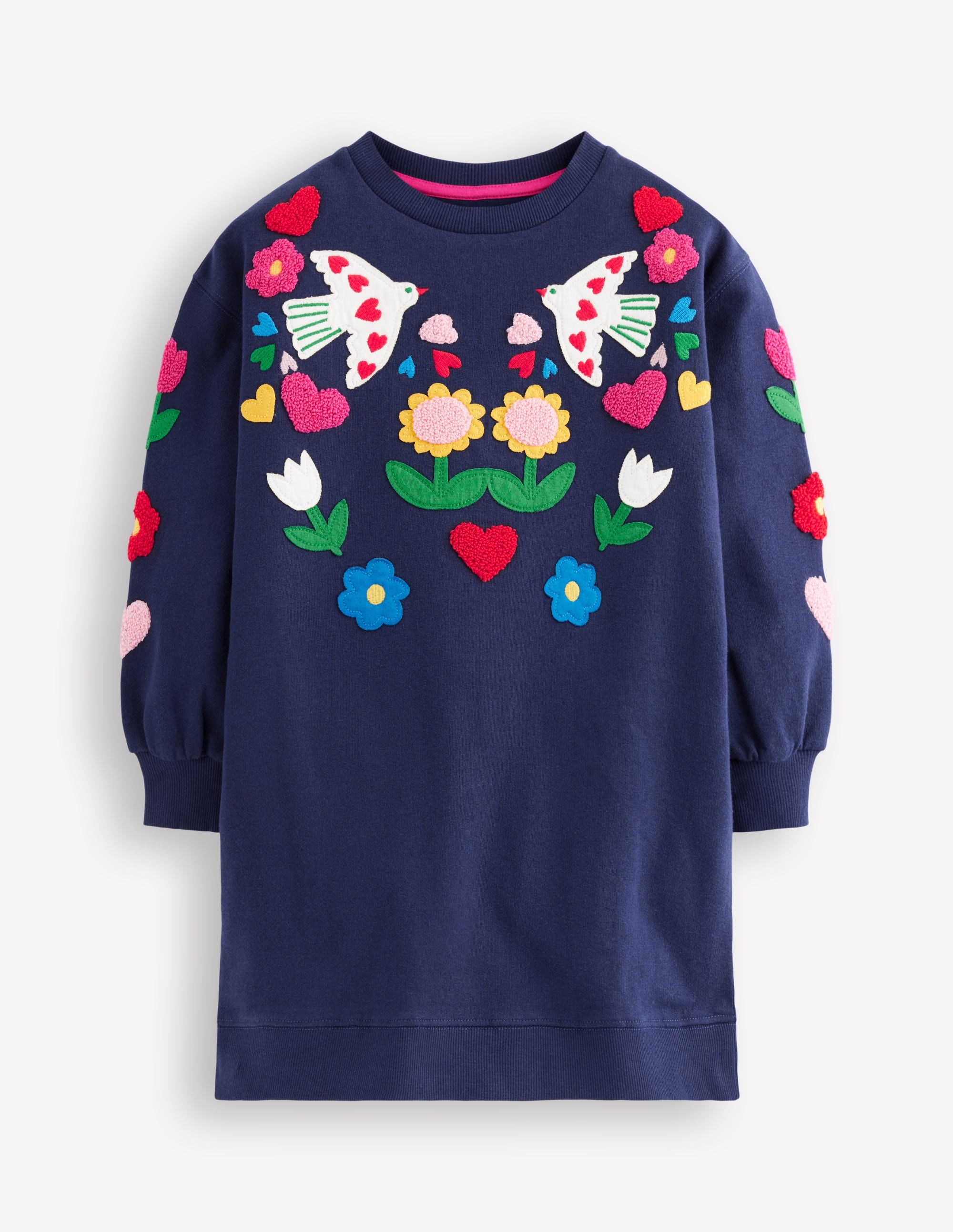 Ami Relaxed Sweatshirt Dress-College Navy Birds - Image 5
