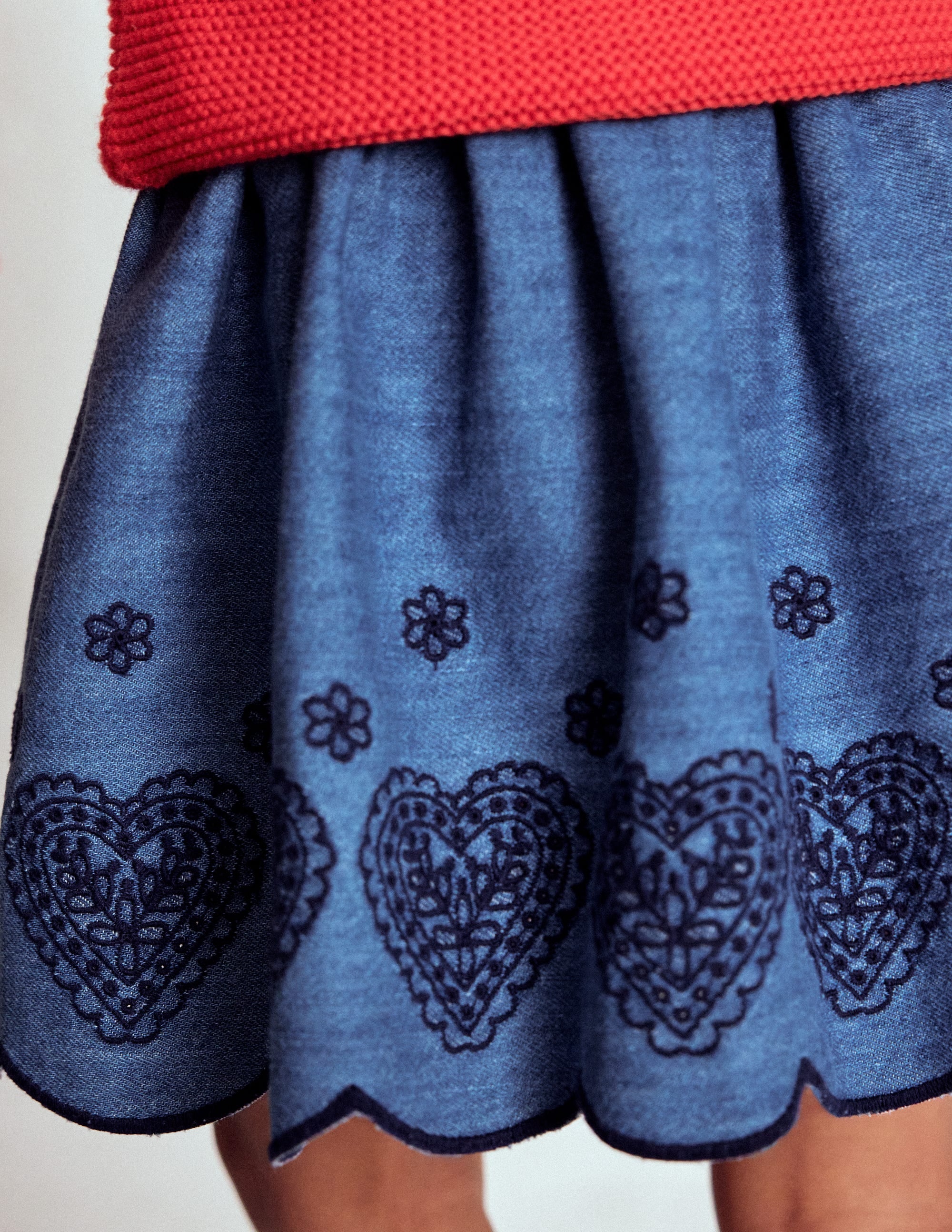 Embroidered Pull-on Skirt-Chambray - Image 2