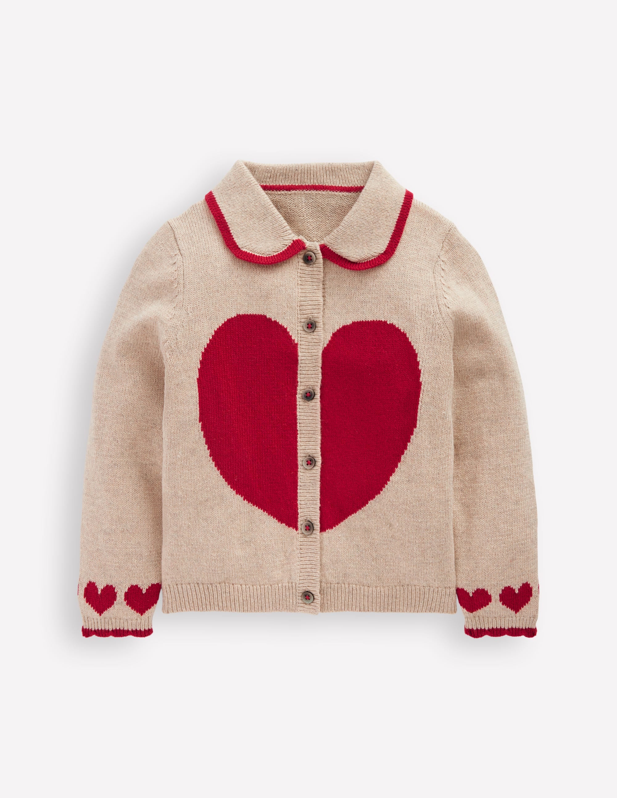 Collared Logo Cardigan - Chinchilla Melange Heart | Boden USA