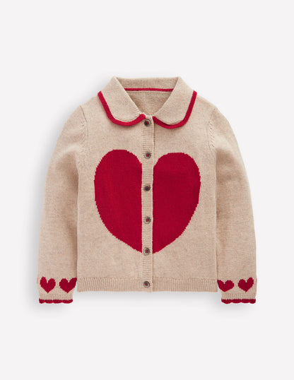 Collared Logo Cardigan-Chinchilla Melange Heart-2