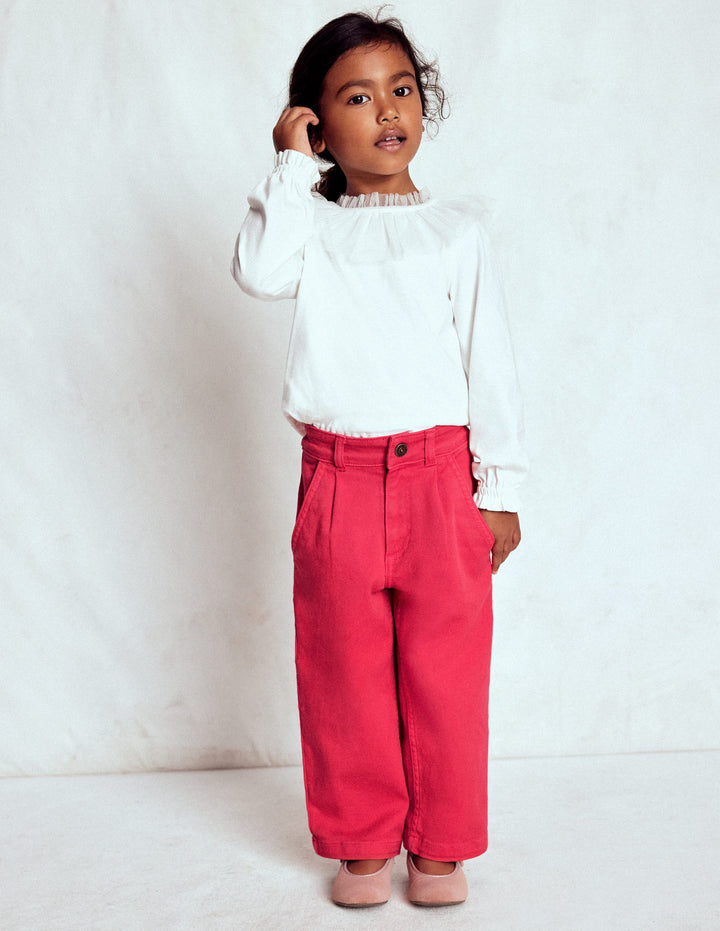 Pleat Jeans-Raspberry Pink