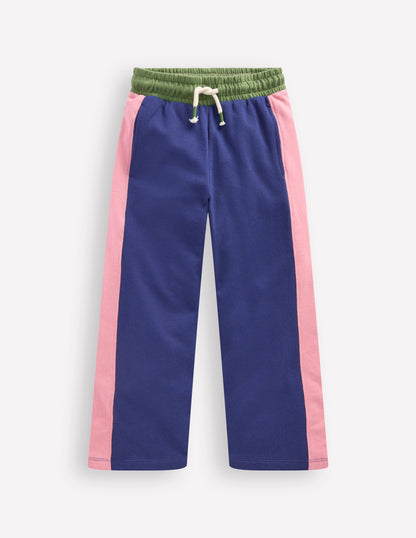 Wide Leg Sweatpants-Starboard Blue Colourblock-1