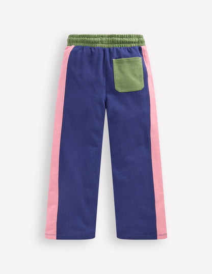 Wide Leg Sweatpants-Starboard Blue Colourblock-2