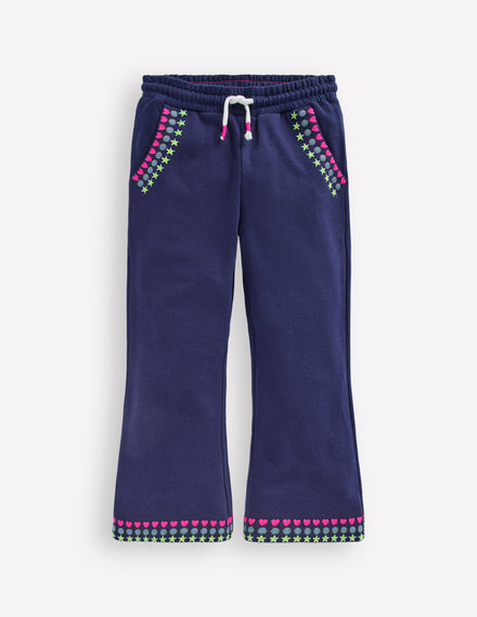 Embroidered Kick Sweatpants-College Navy Embroidery