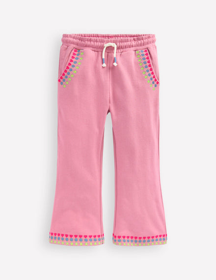 Embroidered Kick Sweatpants-Pink Haze Embroidery