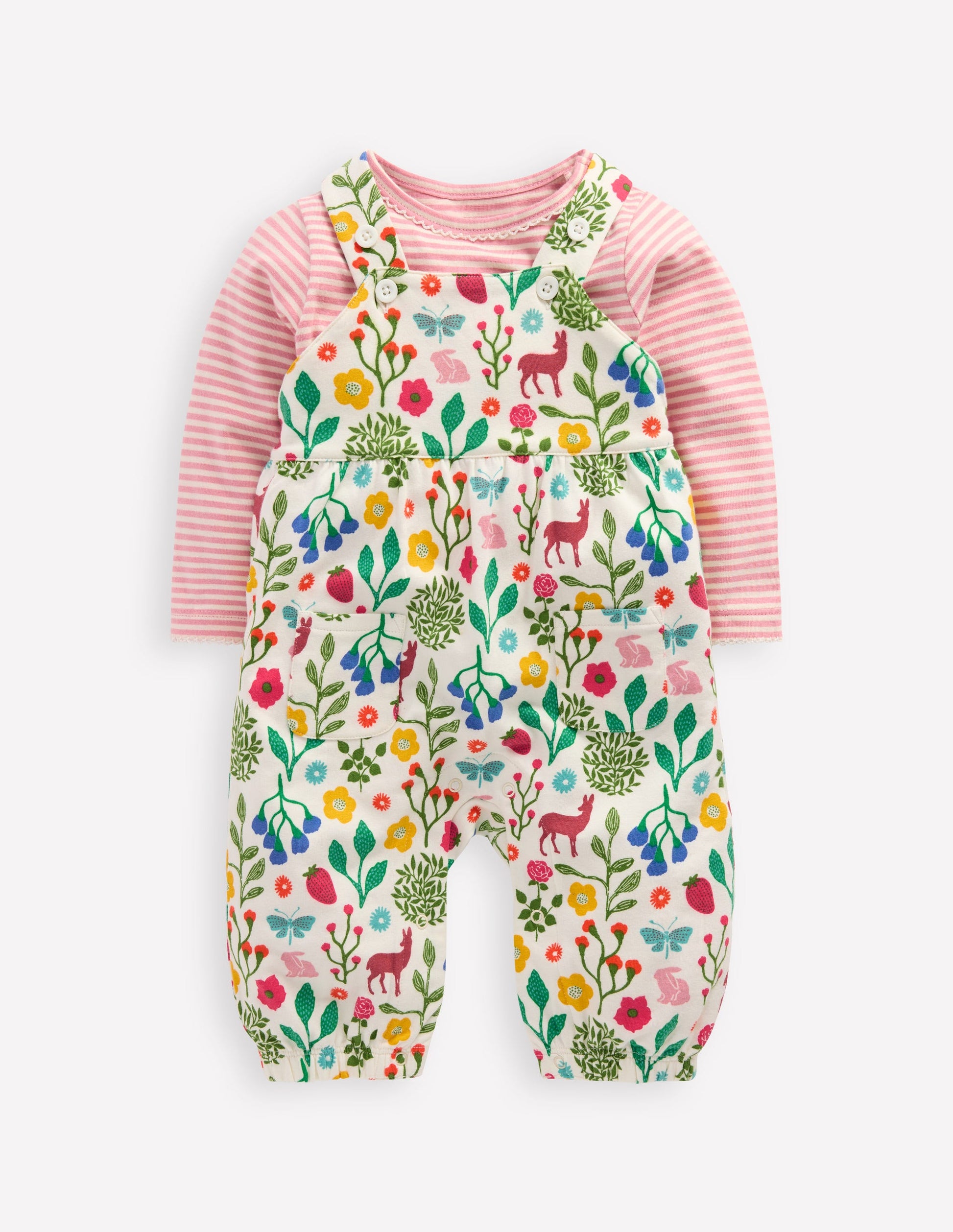 Jersey Overalls Set-Ivory Woodland Walk-1