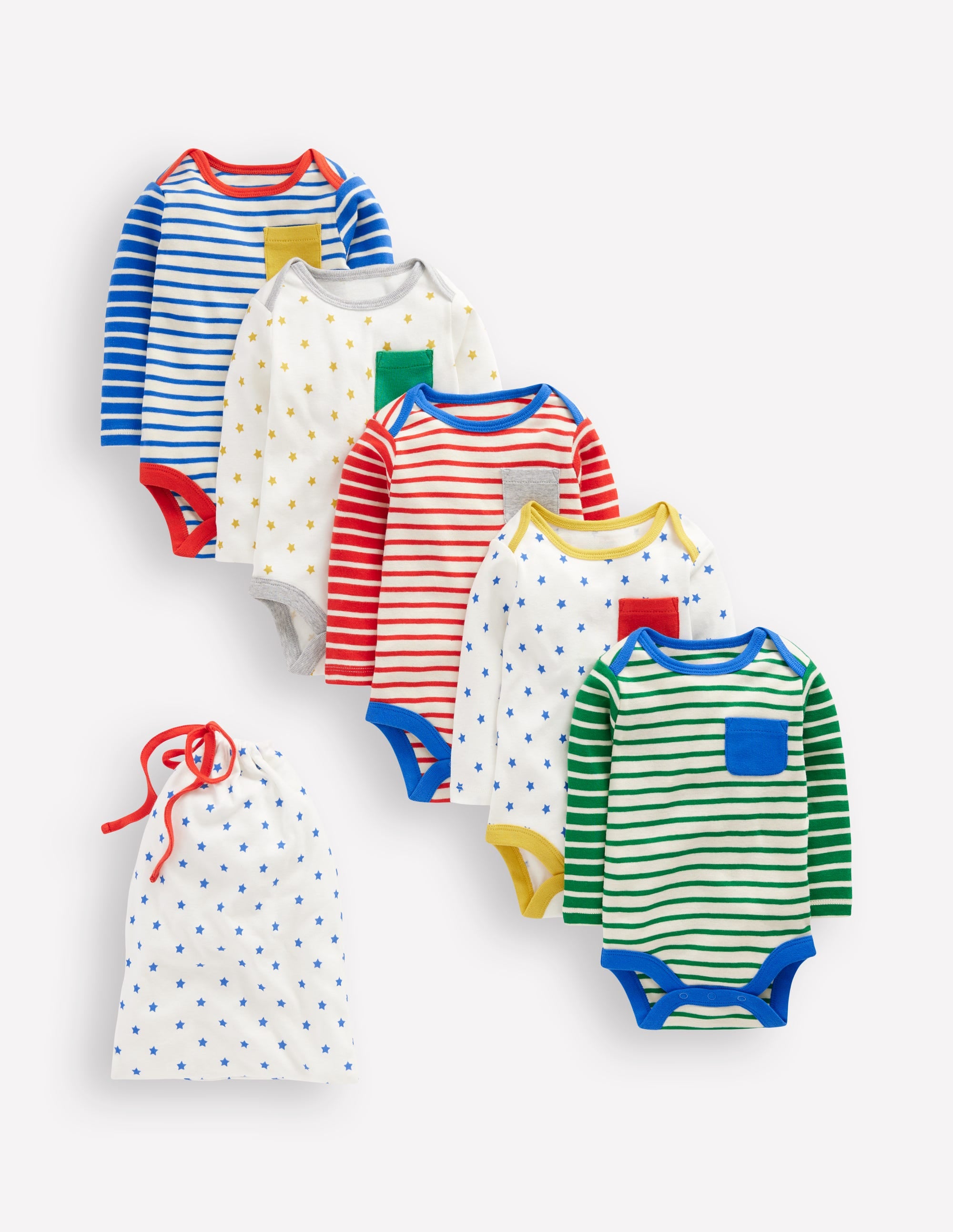 Striped 5 Pack Bodies-Multi Stripes/Stars - Image 1