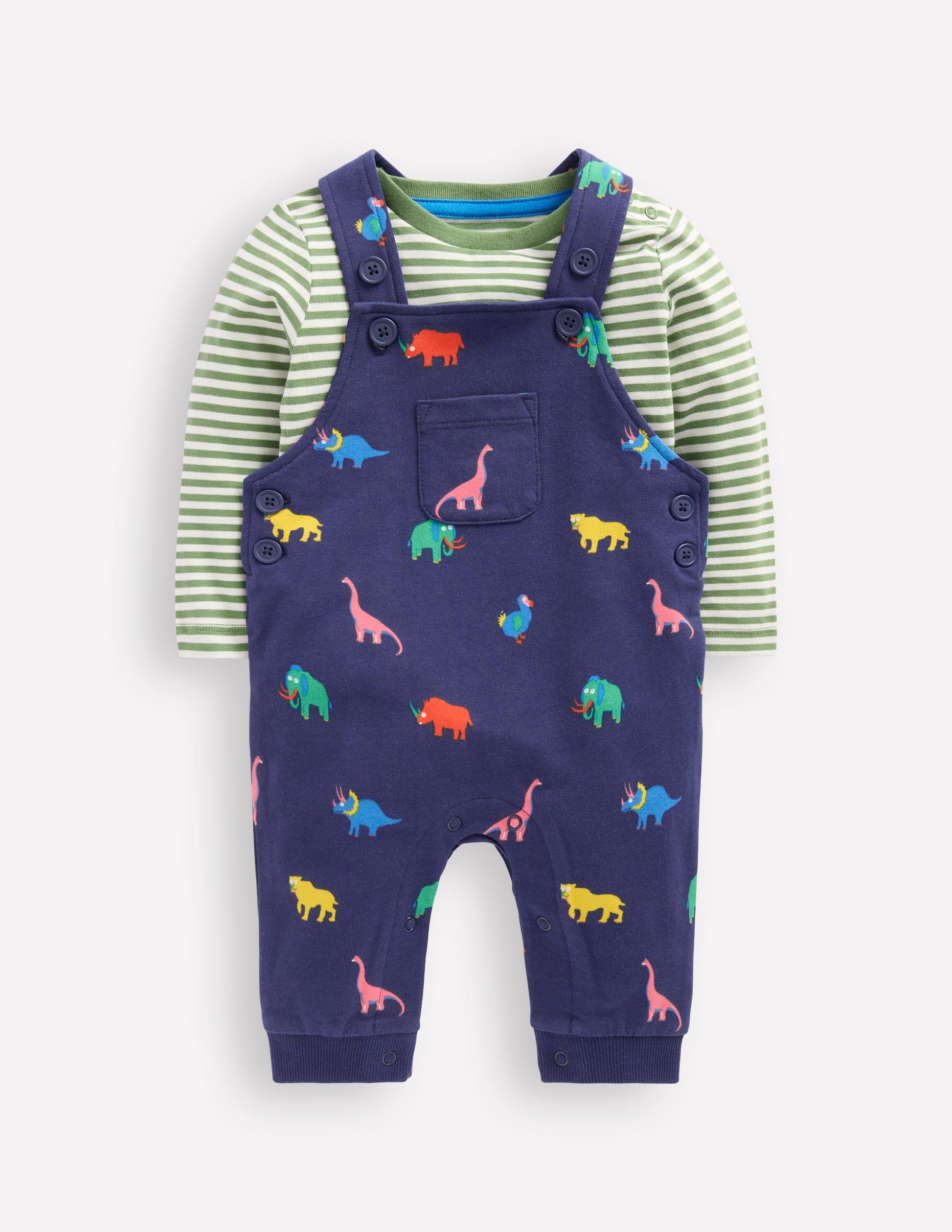 Printed Jersey Overalls Set-Multi Prehistoric Animals-1