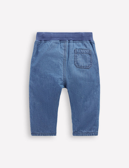 Cosy Lined Pants-Blue Chambray-2