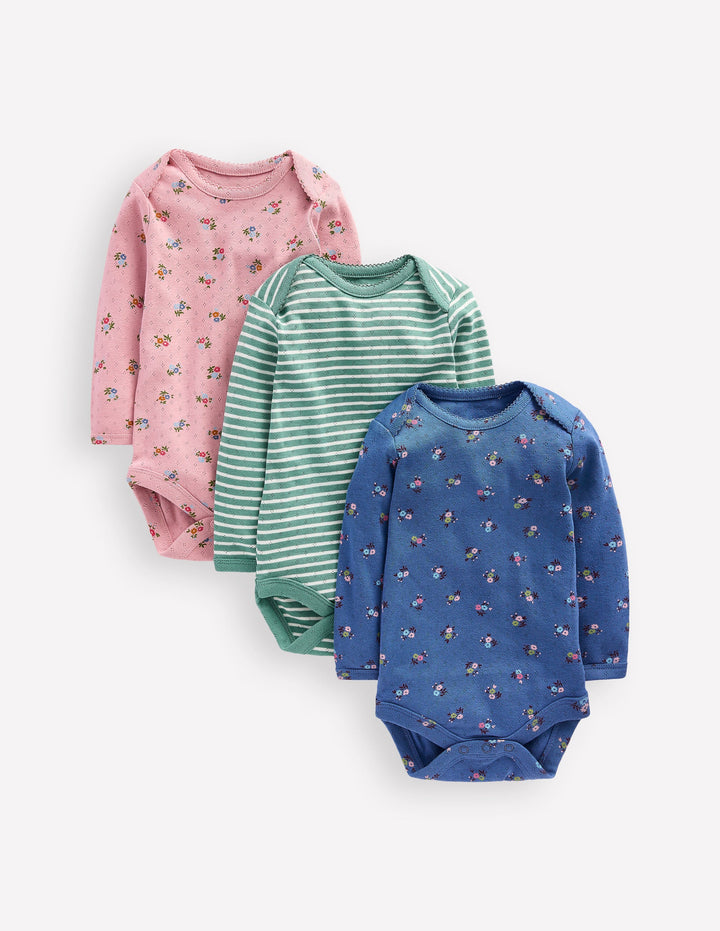 3-pack Pointelle Bodies-Pink/Blue Ditsy Floral