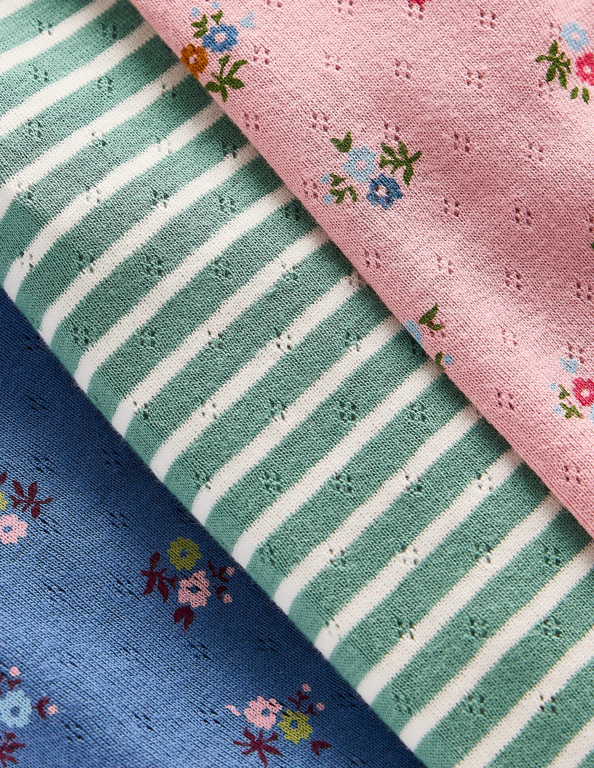 Pointelle 3-pack Leggings-Pink/Blue Ditsy Floral-2