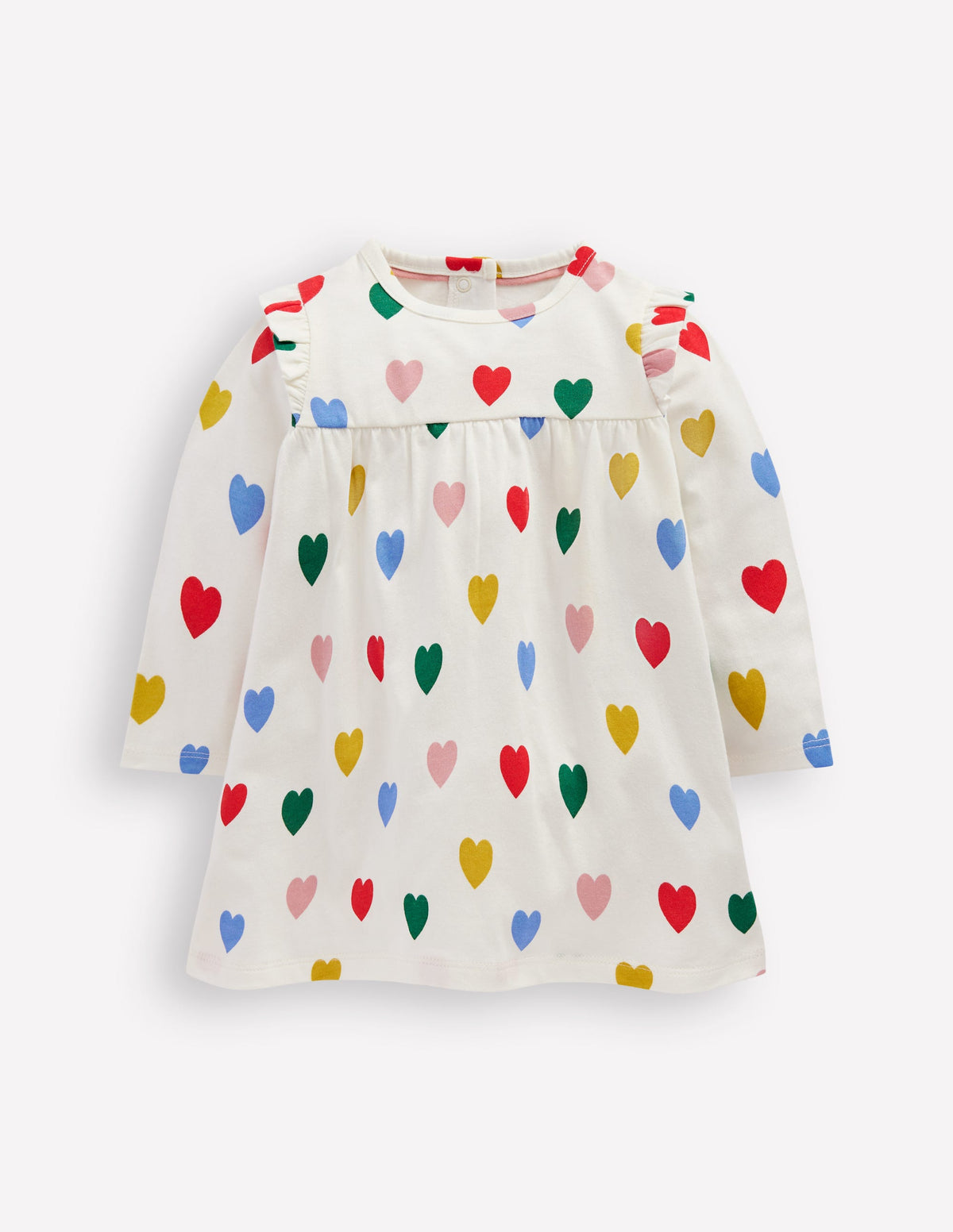 Printed Jersey Dress-Rainbow Hearts - Image 1