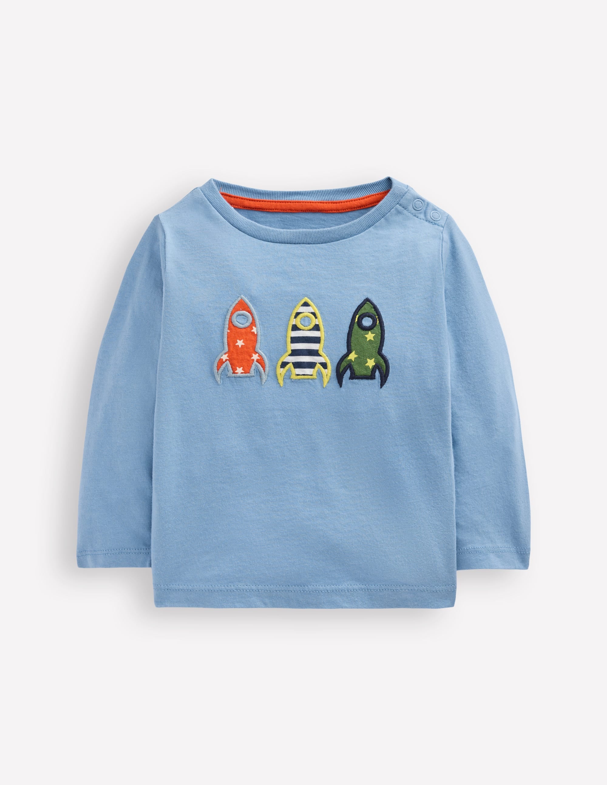Long Sleeve Appliqué T-Shirt-Blue Rockets - Image 1