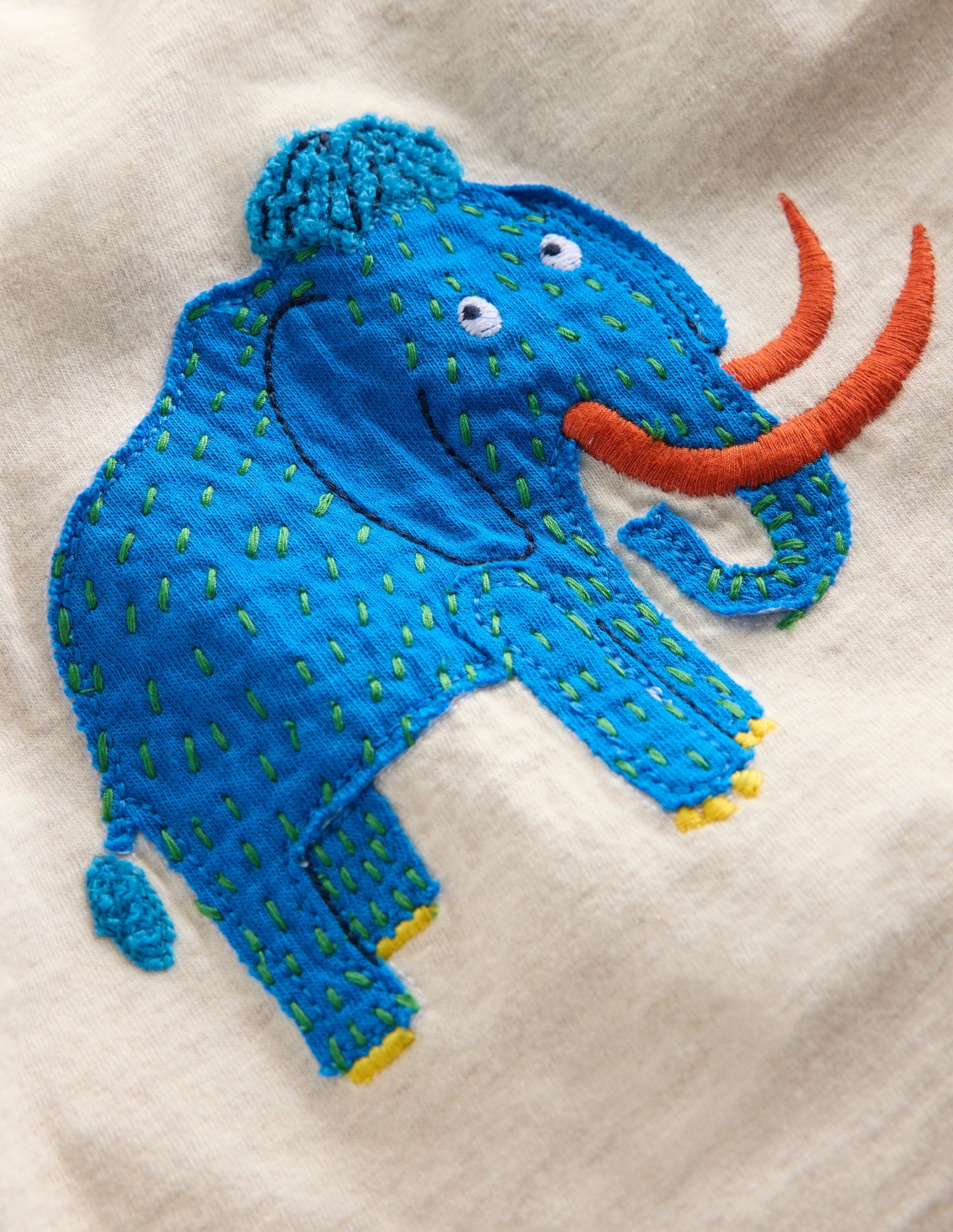 Long Sleeve Applique T-Shirt-Oatmeal Mammoth-3