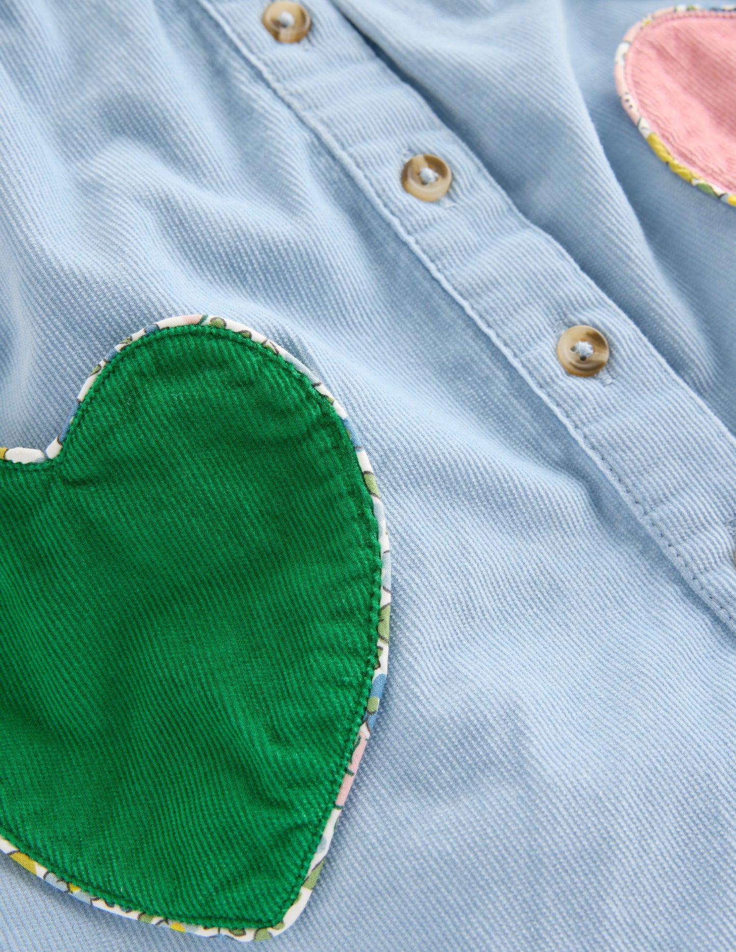 Woven Pinny Dress Set-Glacier Blue Hearts