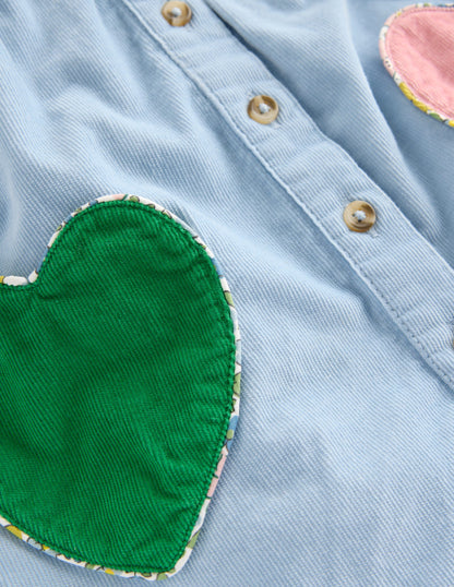 Woven Pinny Dress Set-Glacier Blue Hearts-3