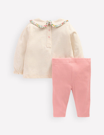 Collared Jersey Set-Oatmeal Marl-2