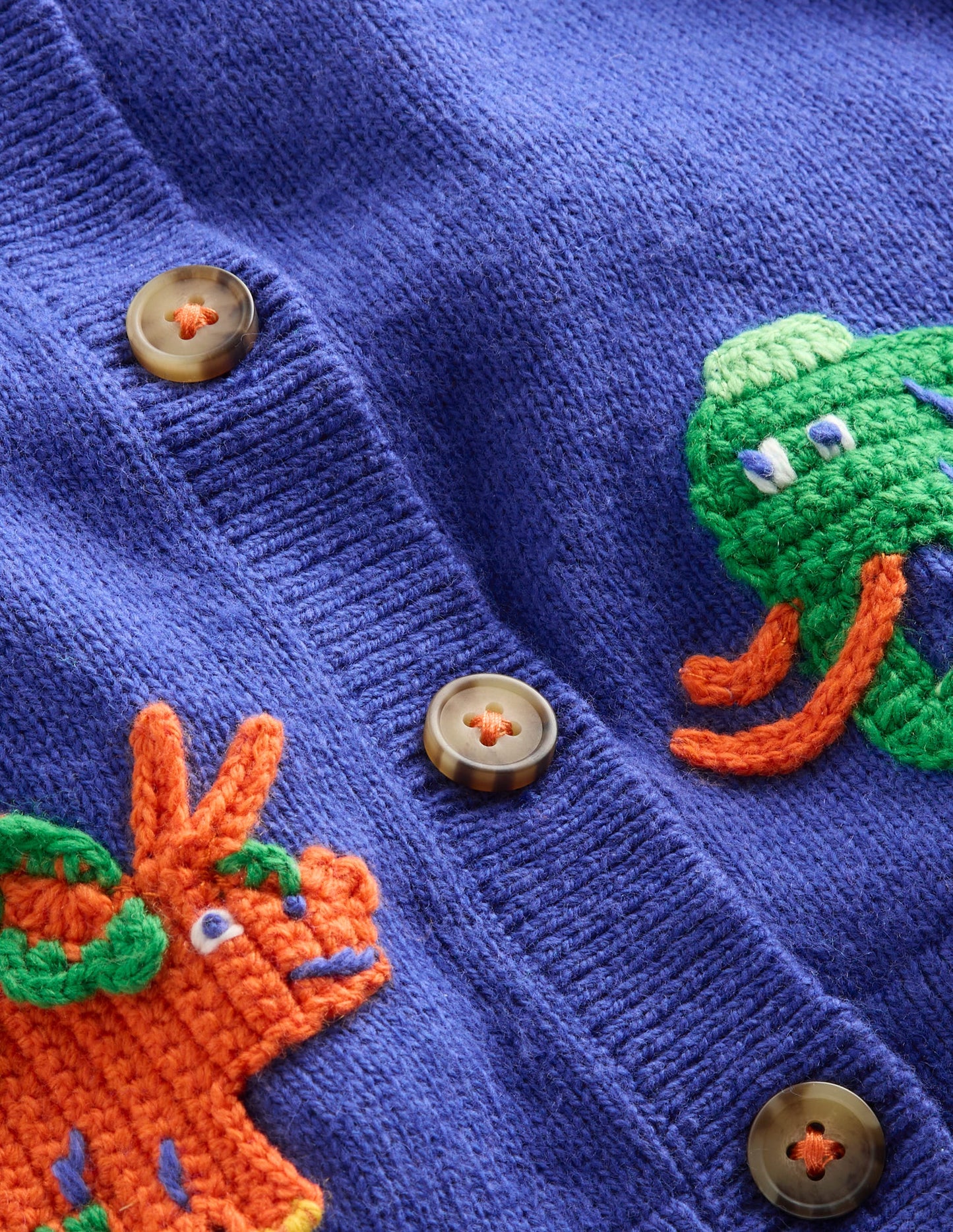 Novelty Logo Cardigan-Sapphire Blue Prehistoric Logo