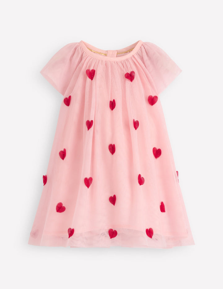 Layered Tulle Dress-Chalk Pink Hearts