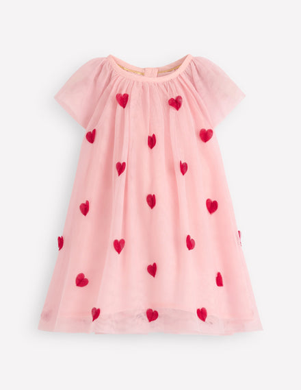Layered Tulle Dress-Chalk Pink Hearts