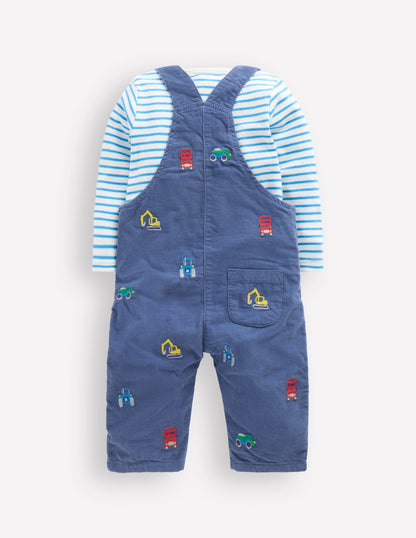 Novelty Cord Overalls Set-Blue Transport-2