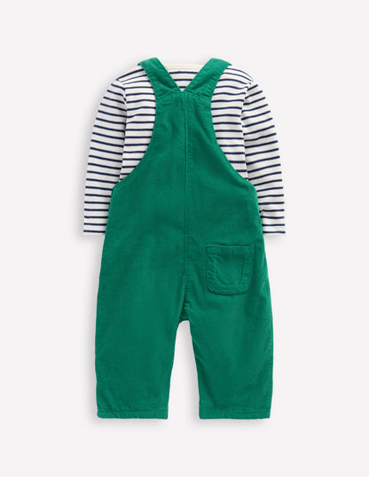 Novelty Cord Overalls Set-Jewel Green-2