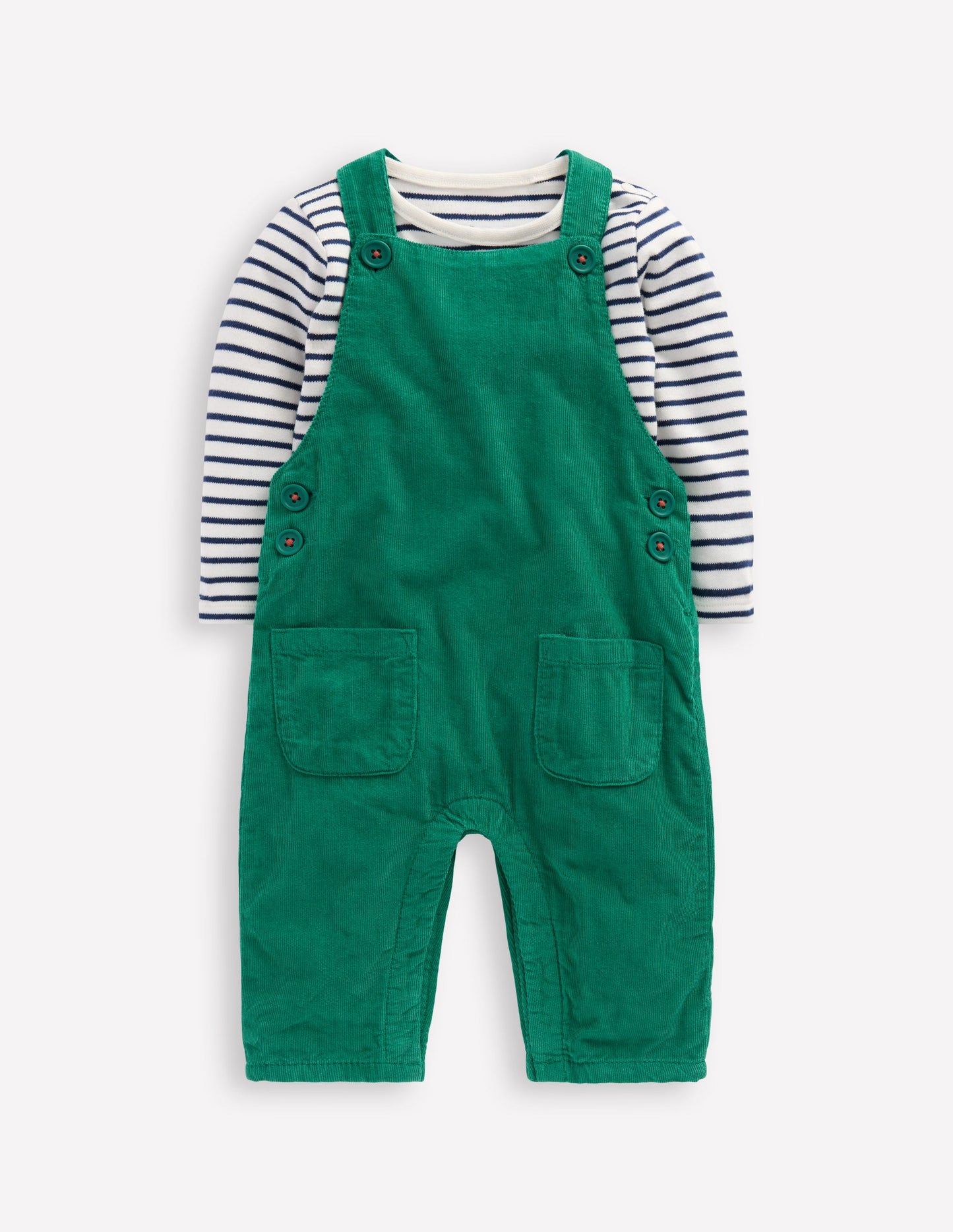 Novelty Cord Overalls Set-Jewel Green