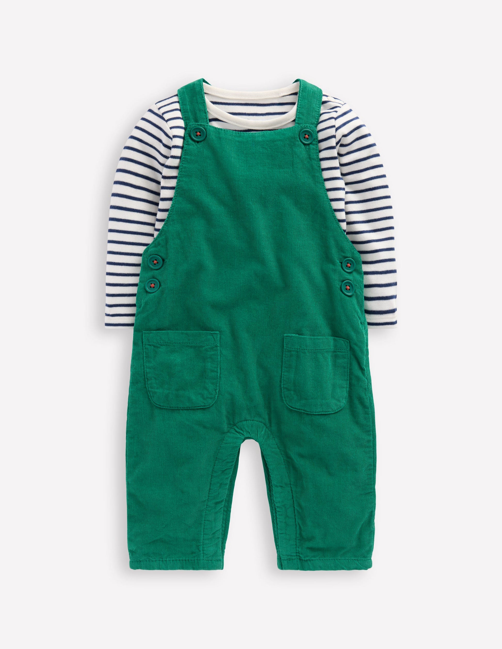 Novelty Cord Overalls Set-Jewel Green-1