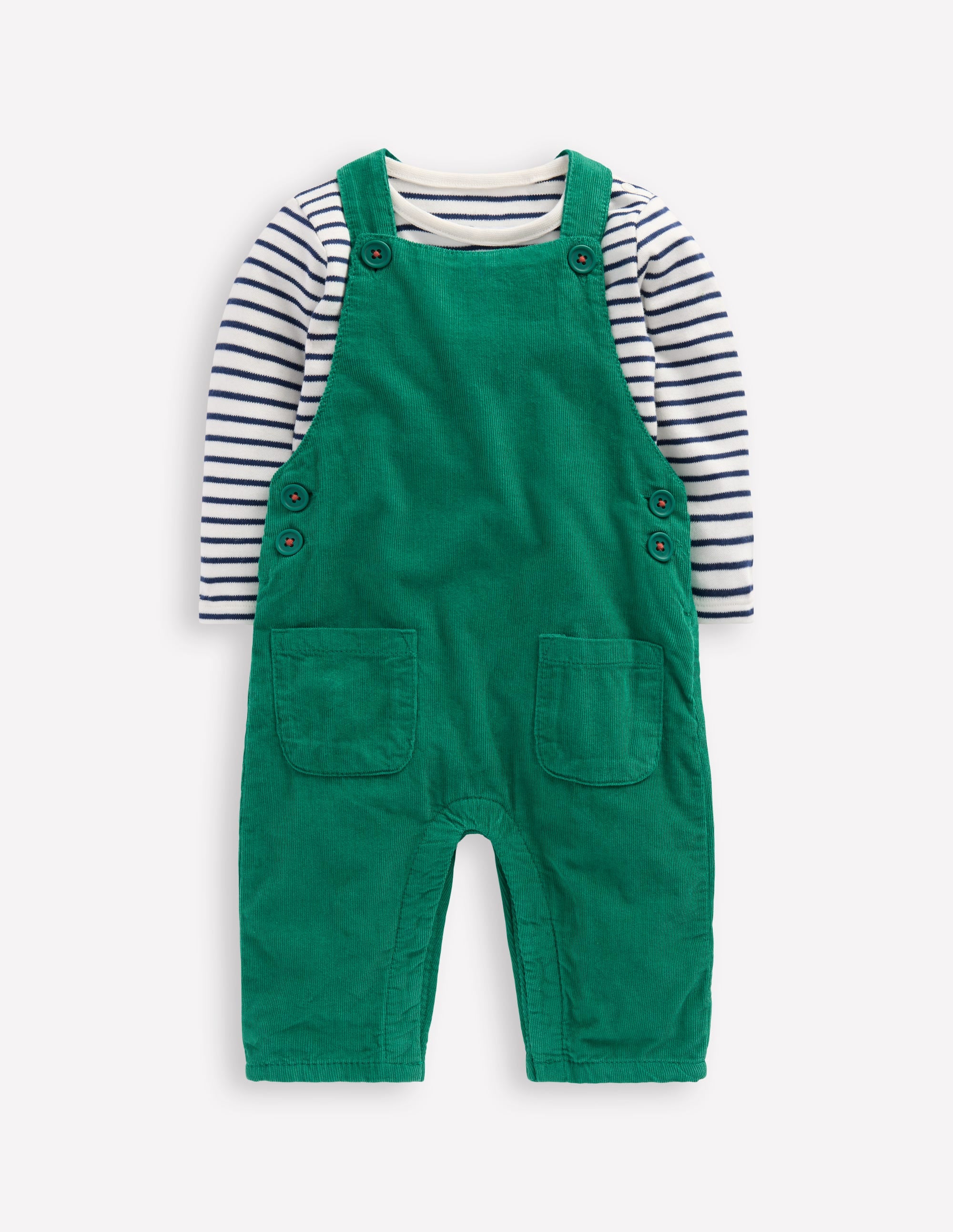 Novelty Cord Overalls Set-Jewel Green - Image 1