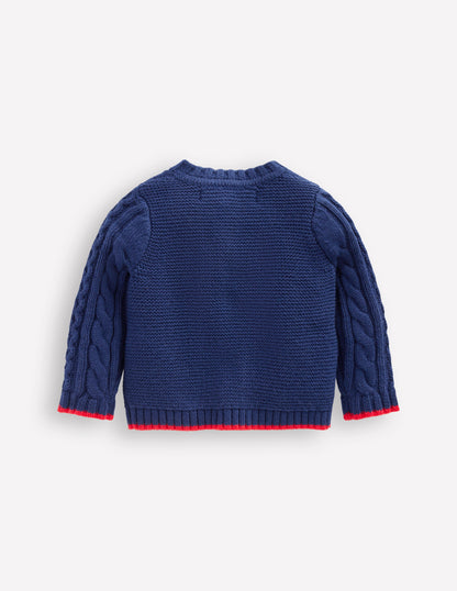 Heritage Cable Cardigan-Medieval Blue-2