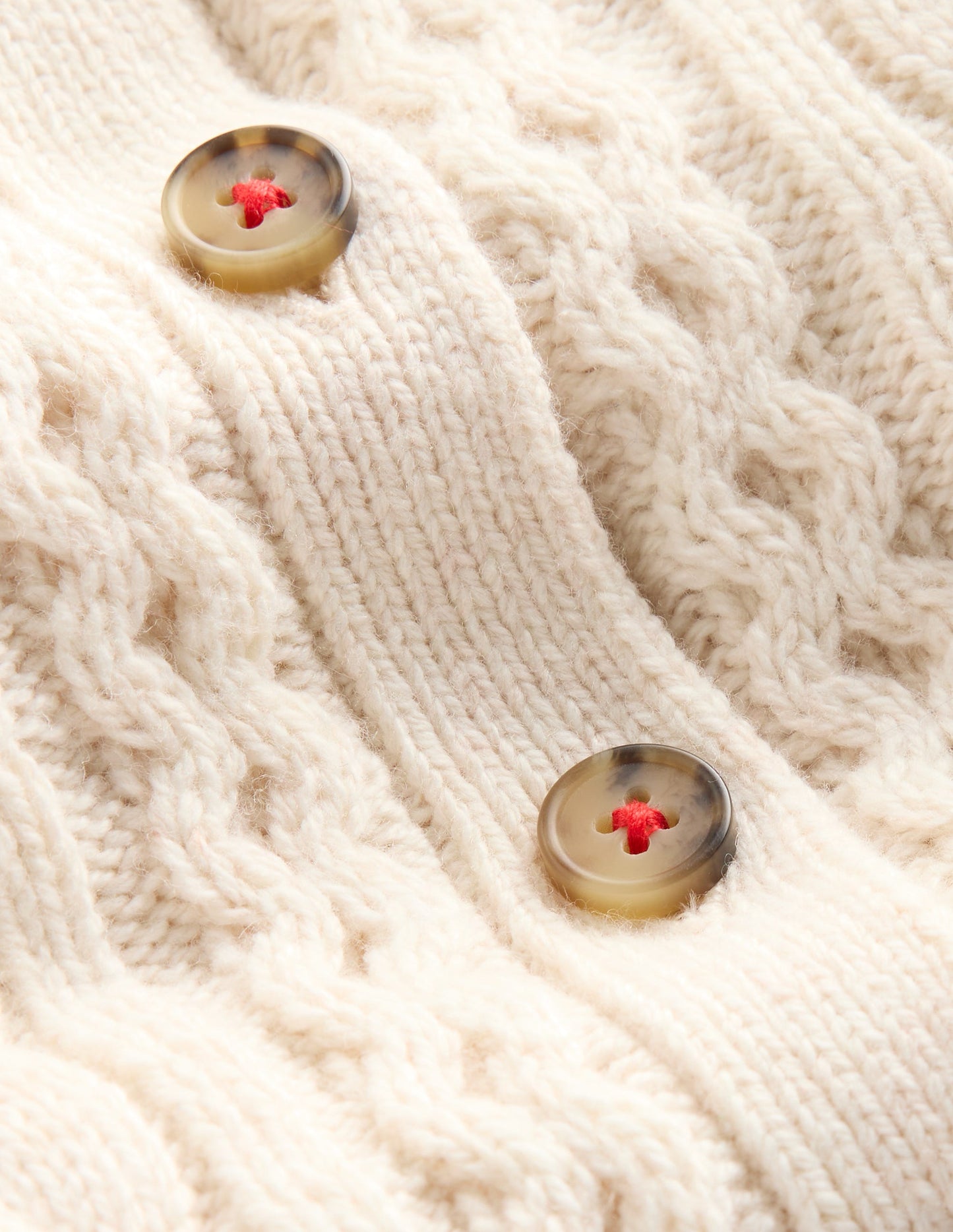 Heritage Cable Cardigan-Ecru Marl