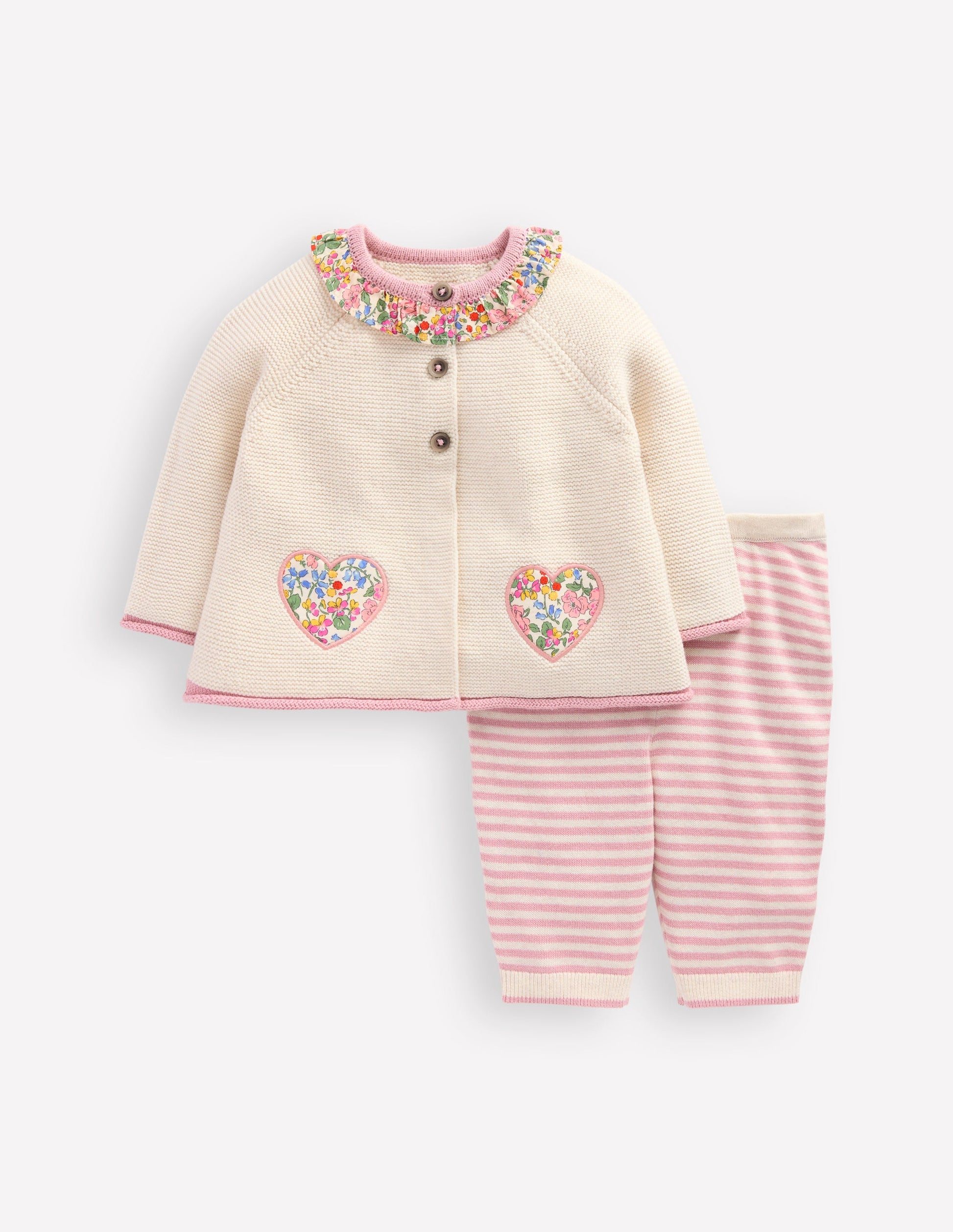 Pretty Knitted Play Set-Ecru Marl Hearts-1