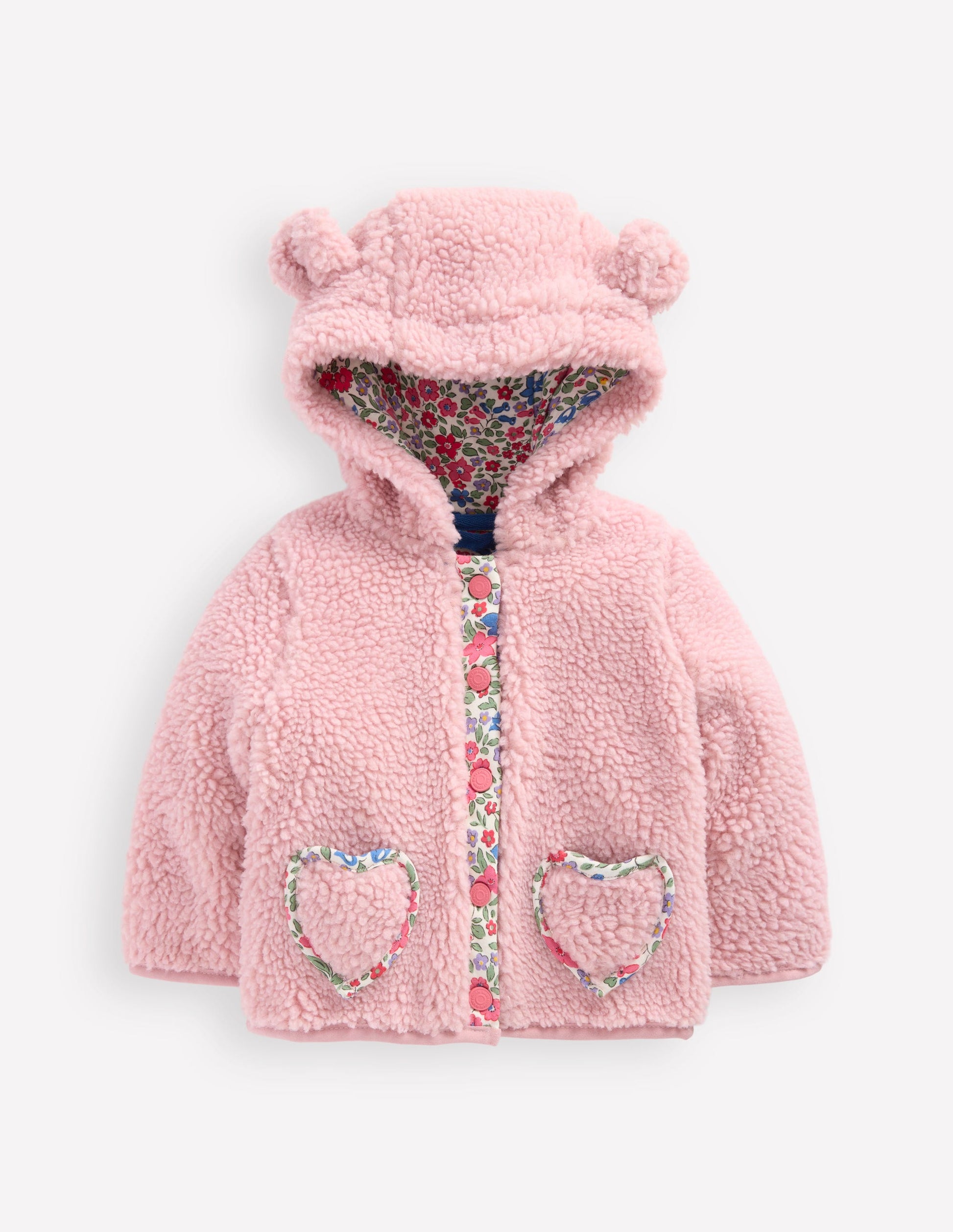 Novelty Cosy Borg Jacket-Pink-1