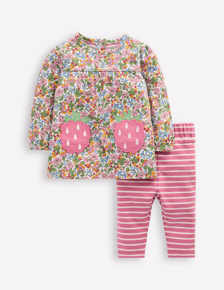 Applique Jersey Tunic Set-Multi Berry Floral
