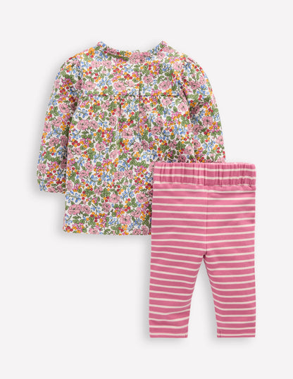 Applique Jersey Tunic Set-Multi Berry Floral-2