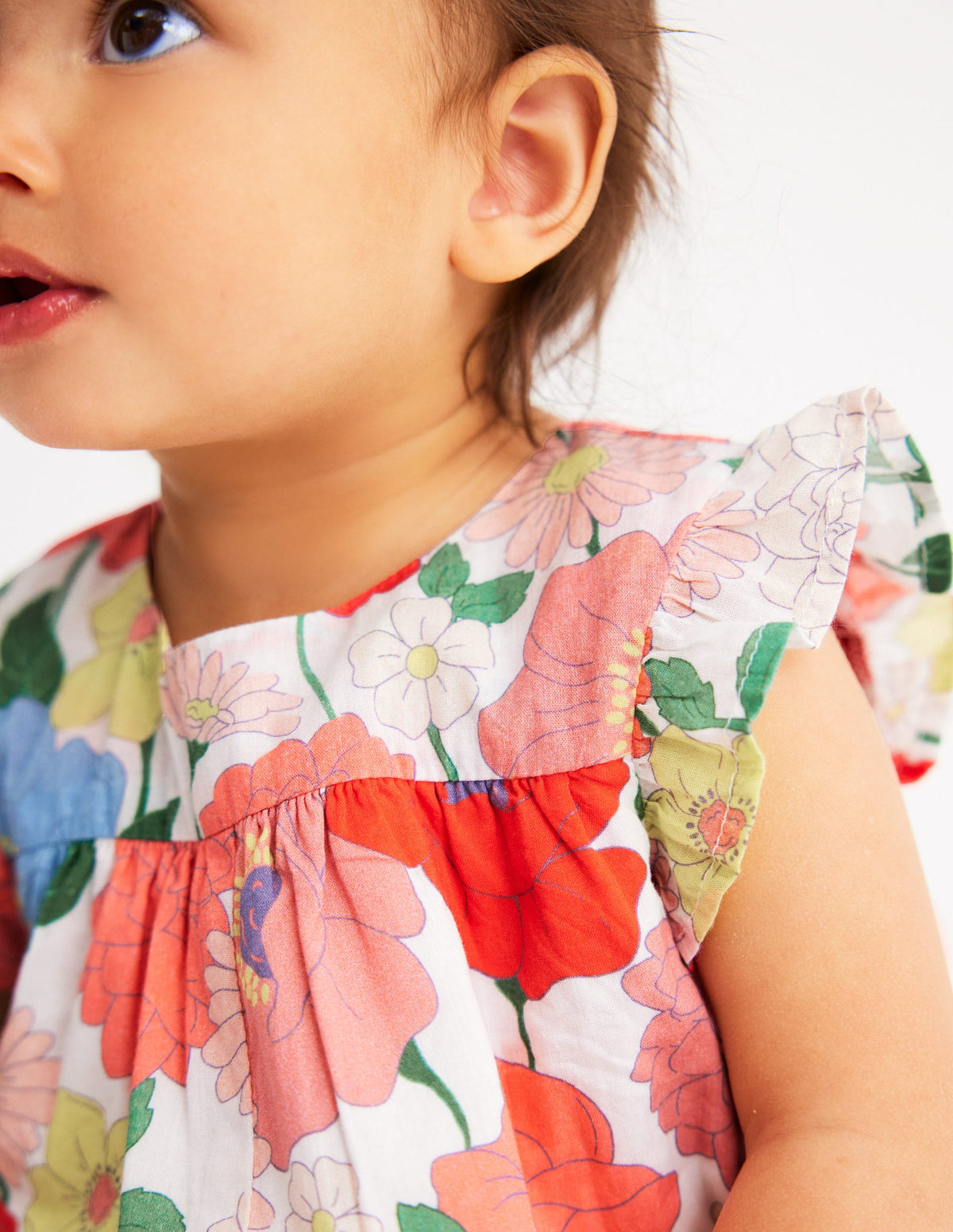 Ruffle Sleeve Romper-Multi Summer Garden - Image 2