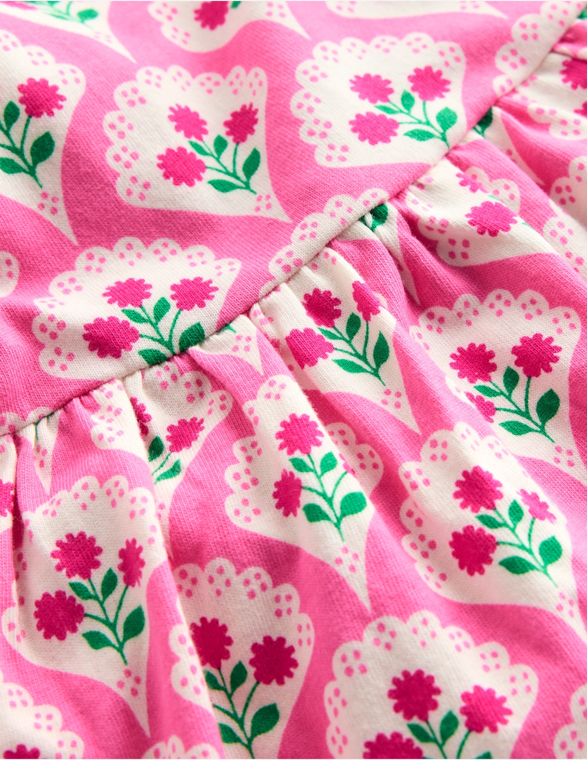 Jersey Frill Sleeve Dress-Pink Rose Woodblock Floral - Image 6