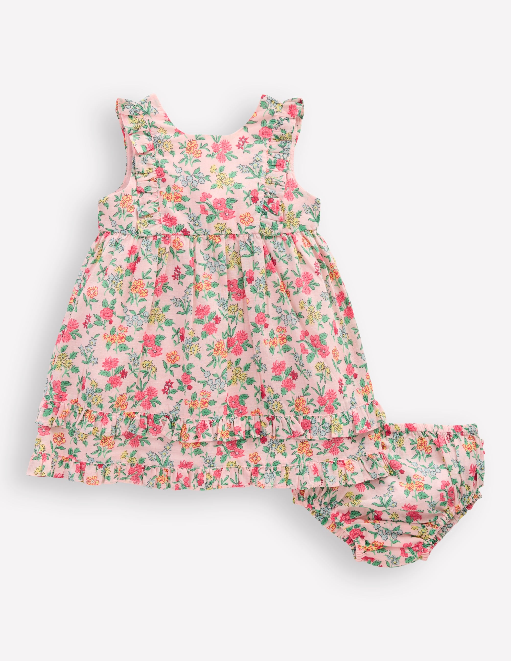 Frilly Pinny Dress-Chalk Pink Garden Ditsy - Image 6