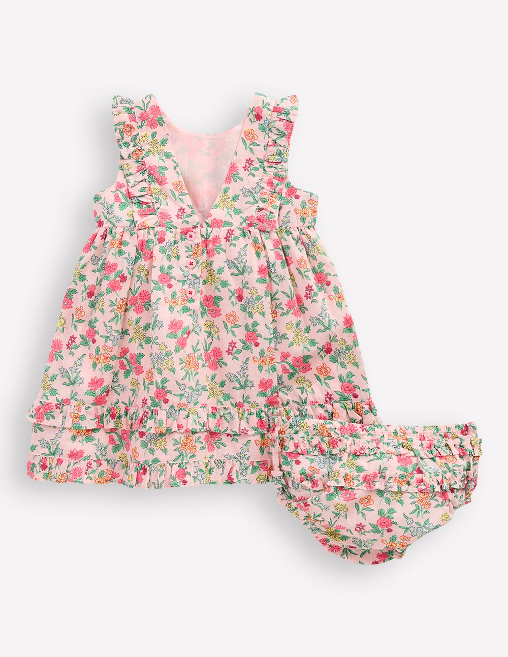 Frilly Pinny Dress-Chalk Pink Garden Ditsy - Image 7