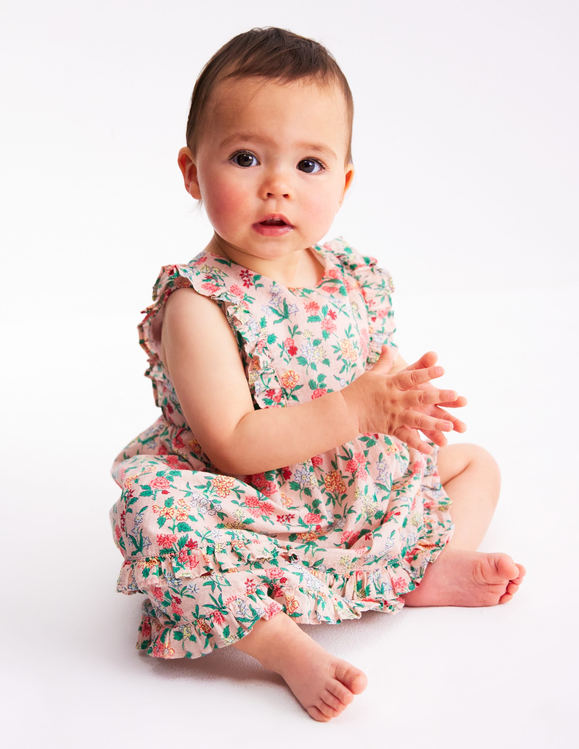 Frilly Pinny Dress-Chalk Pink Garden Ditsy - Image 2