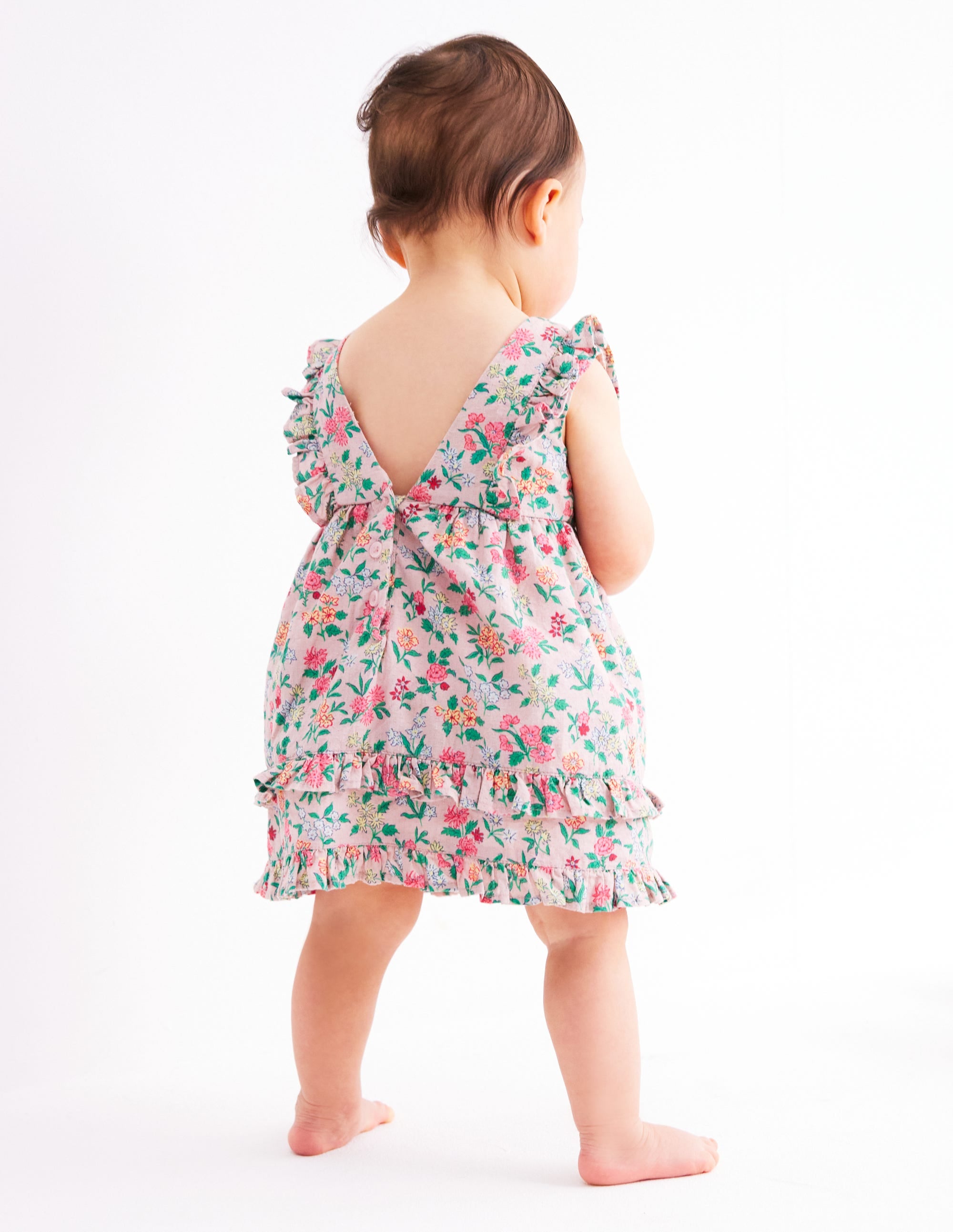 Frilly Pinny Dress-Chalk Pink Garden Ditsy - Image 3