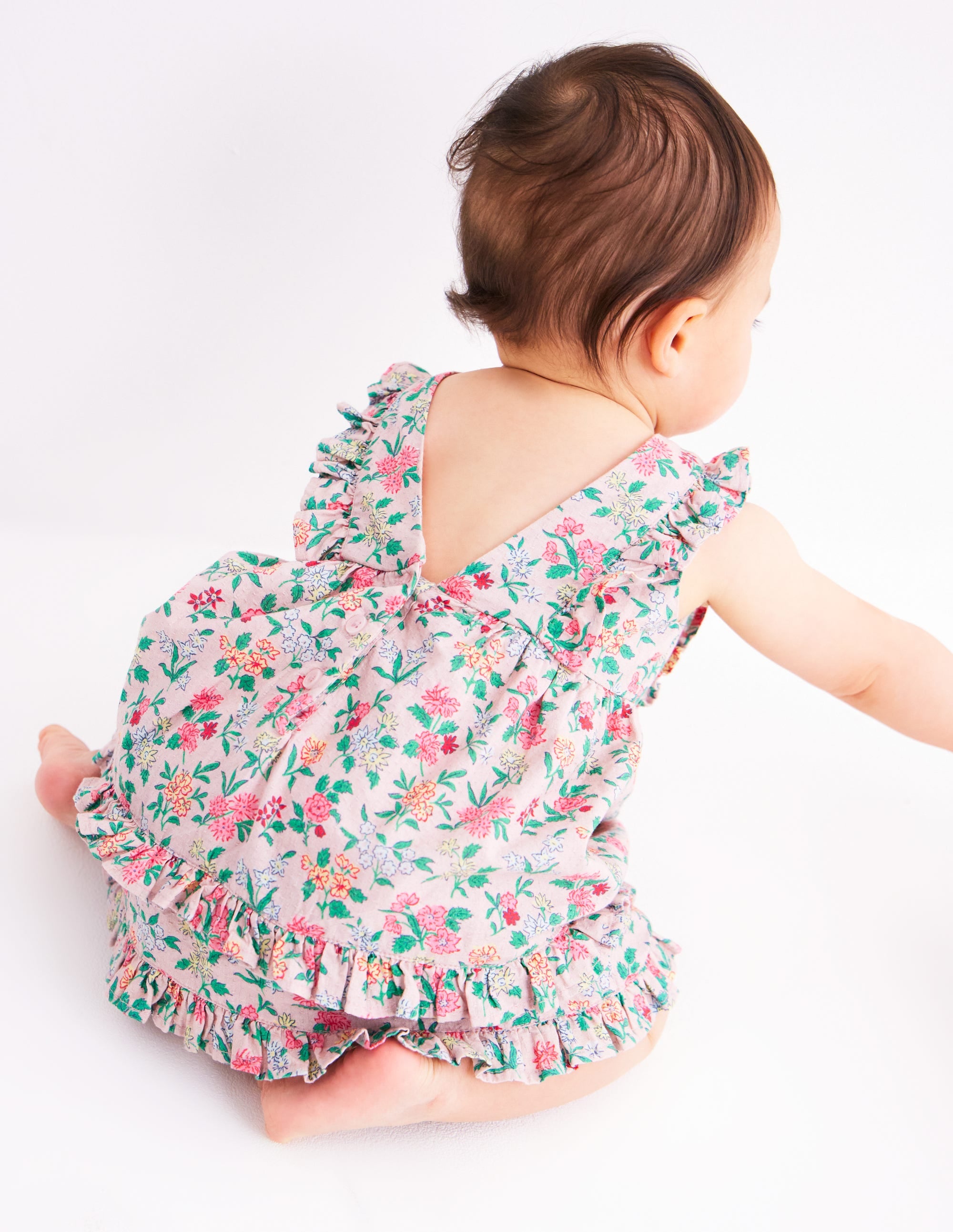 Frilly Pinny Dress-Chalk Pink Garden Ditsy - Image 4