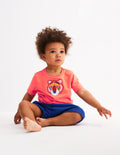 Logo Interest T-Shirt-Hot Coral Tiger