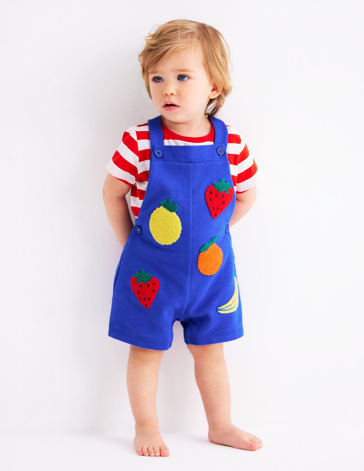 Boucle Jersey Overalls Set-Navy Fruit - Image 1