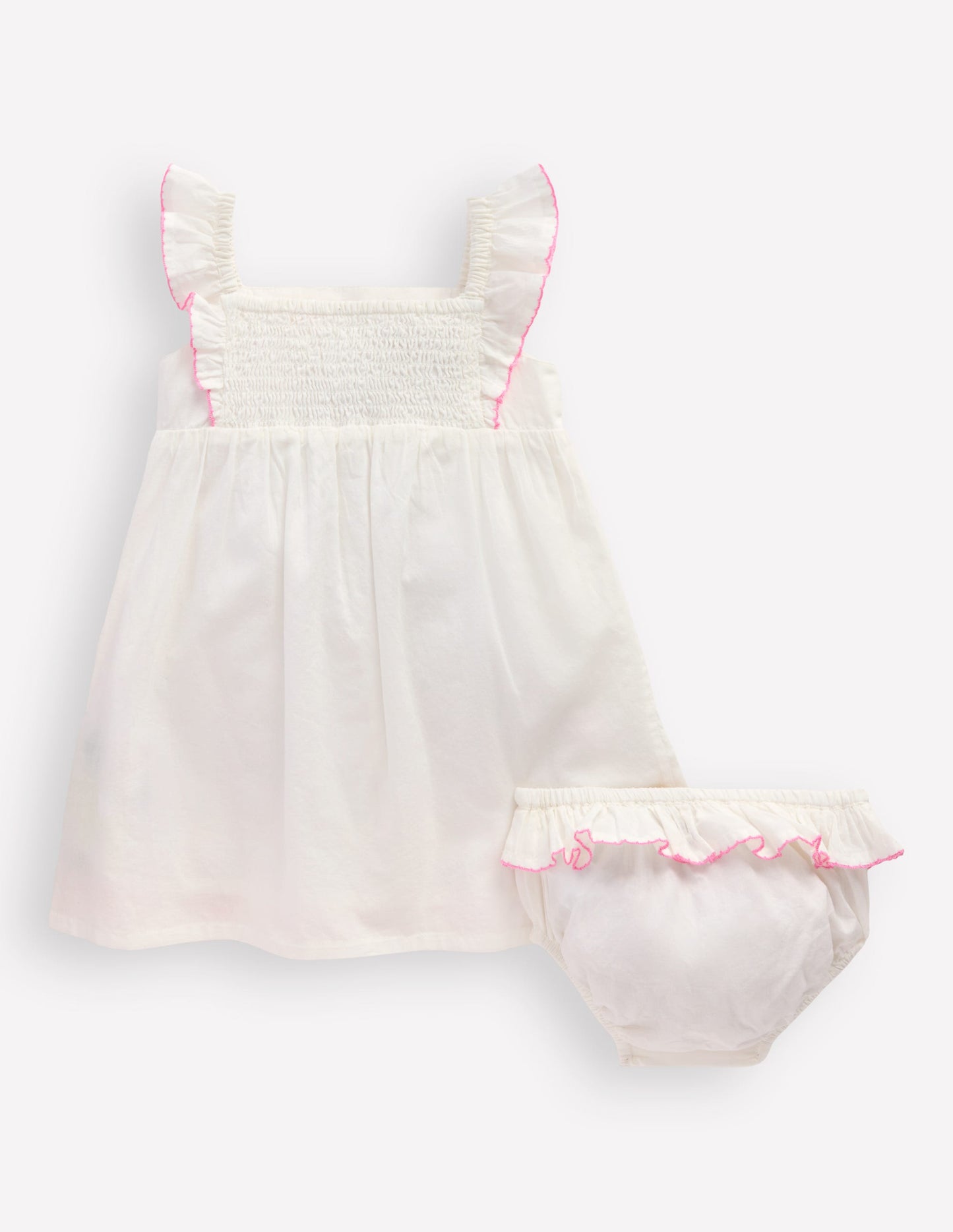 Appliqué Ruffle Dress-Soft Ivory Fruit