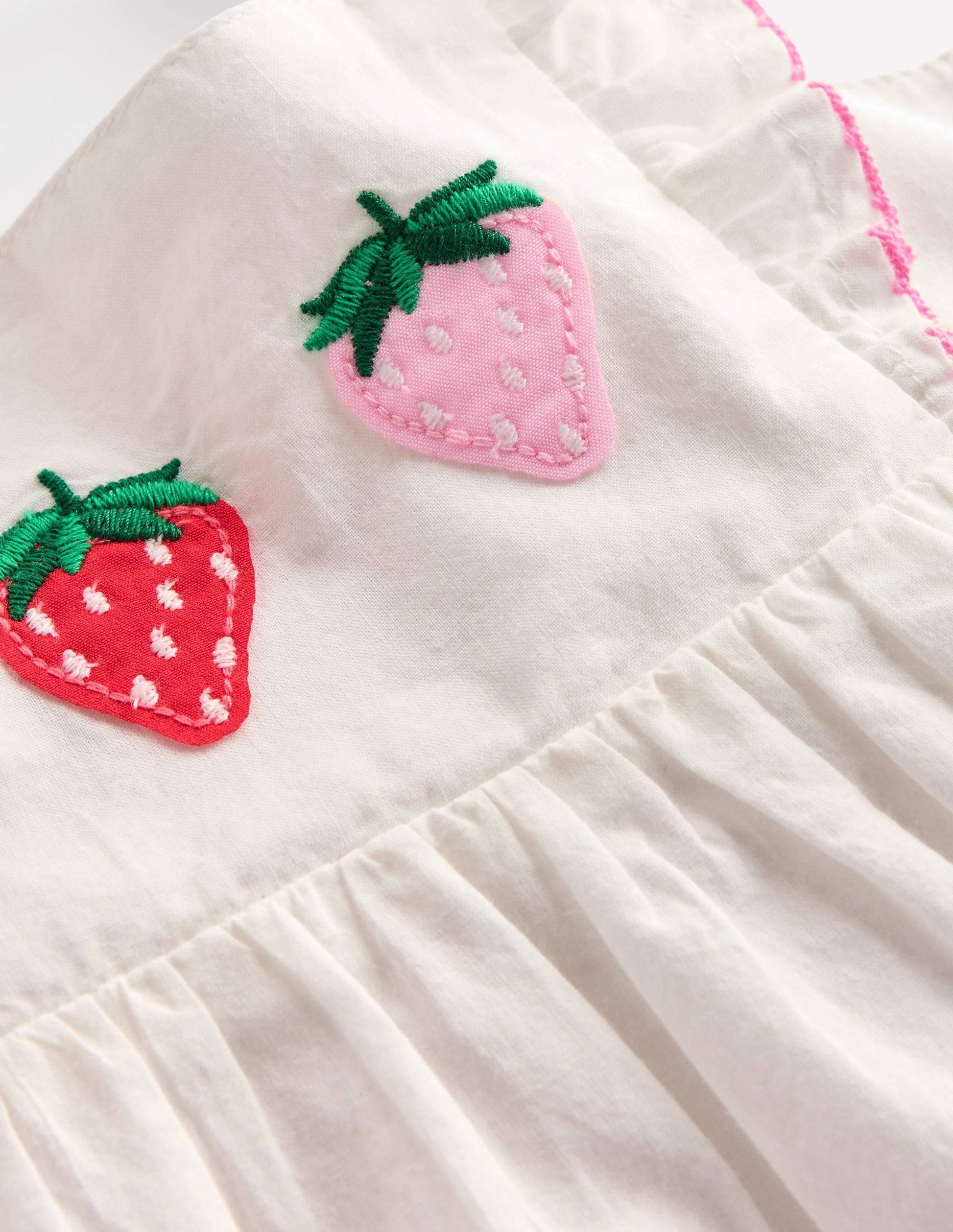 Appliqué Ruffle Dress-Soft Ivory Fruit-6
