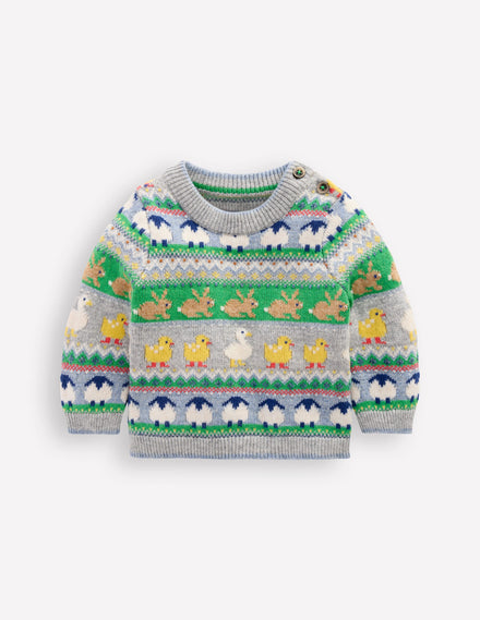 Fair Isle Sweater-Multi Easter Fair Isle