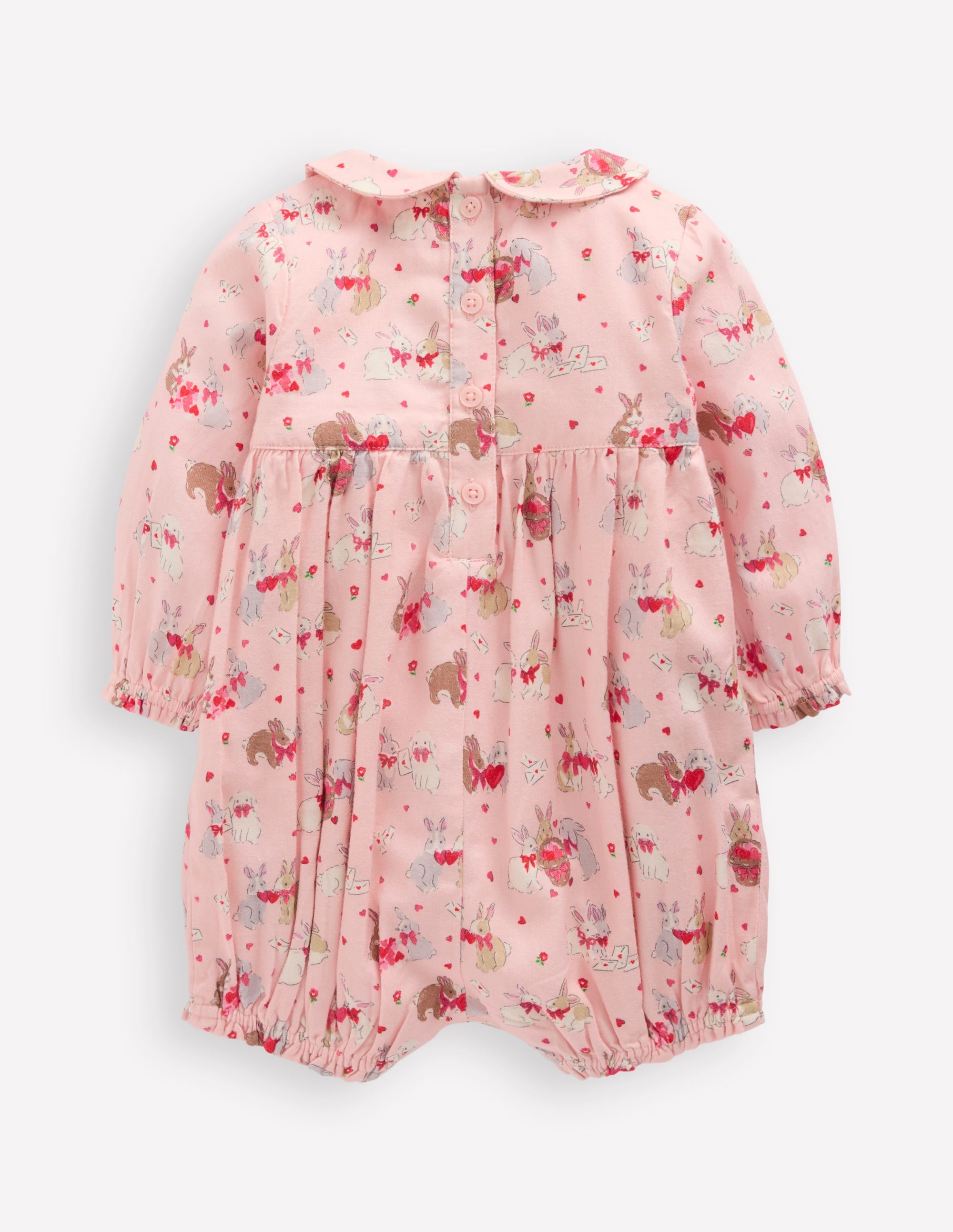 Smocked Romper-Pink Love Bunnies - Image 2