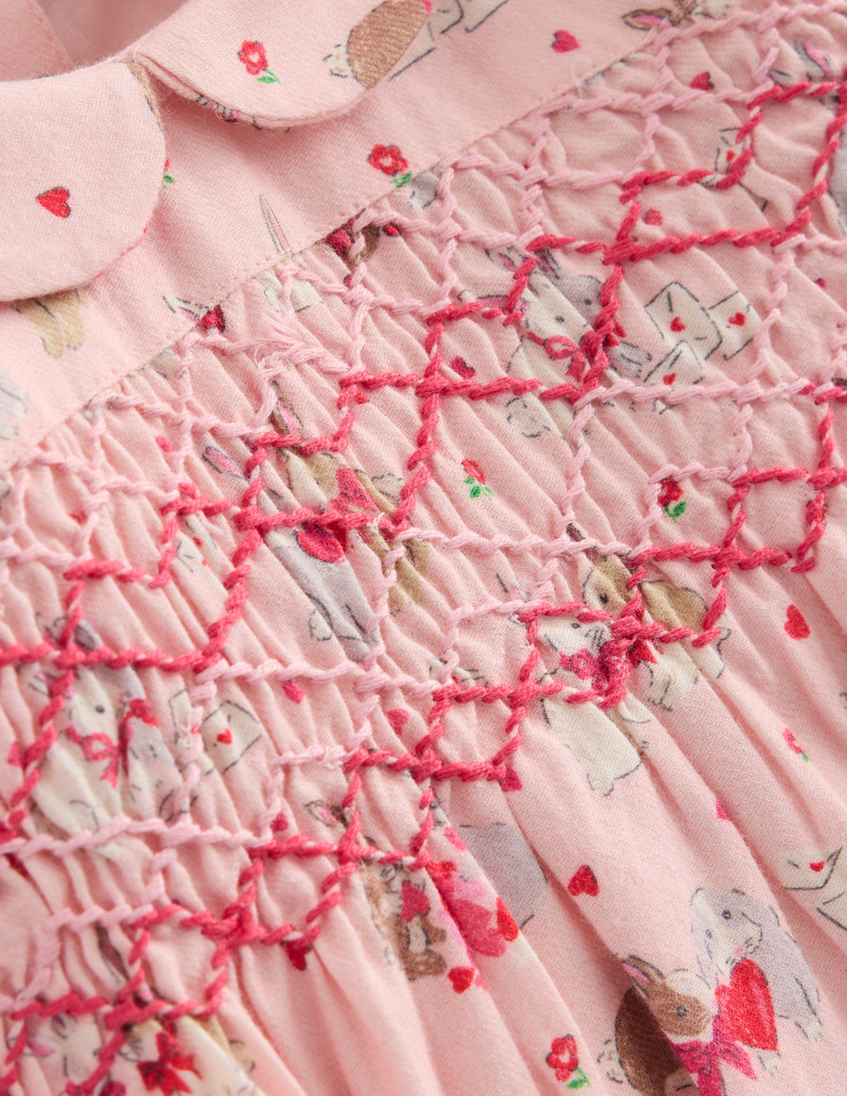 Smocked Romper-Pink Love Bunnies - Image 3