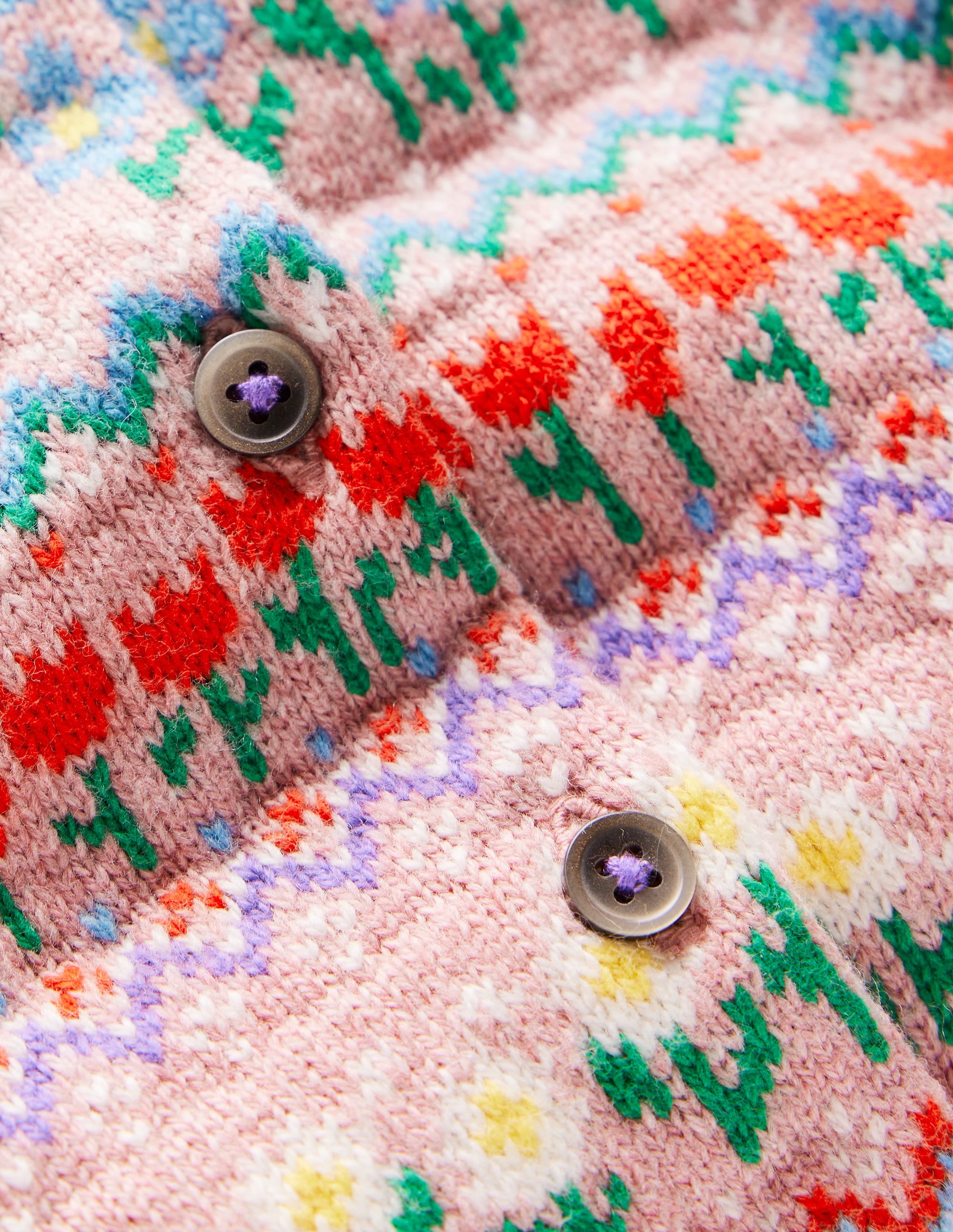 Edie Fair Isle Cardigan-Bubblegum Pink Flowers - Image 3